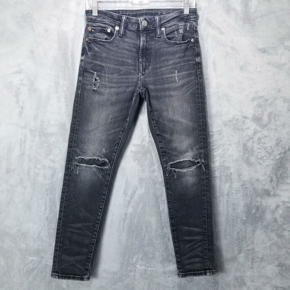 American eagle Jeans Skinny Mens 28×28 Black Athletic - Picture 1 of 12
